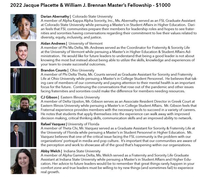 Image of 2022 Master's Fellowship recipients.